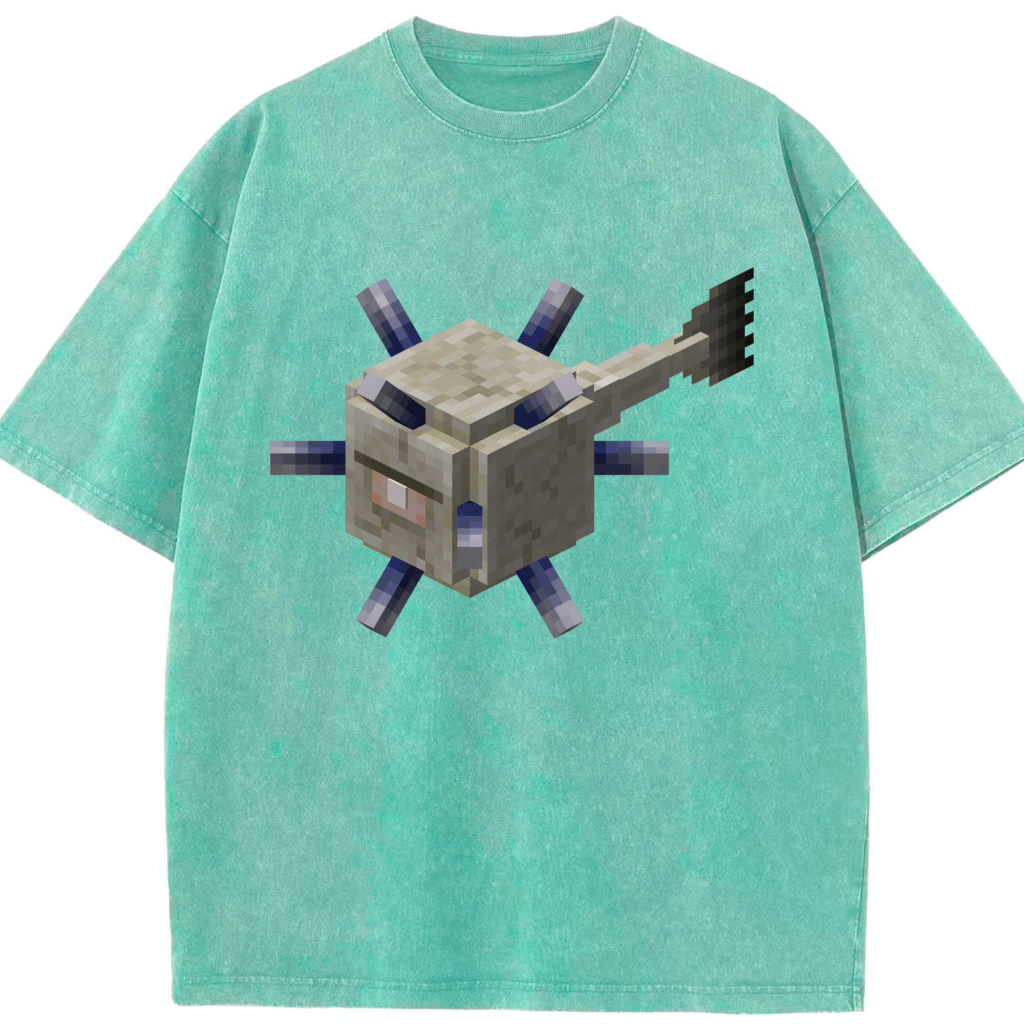 （画像用） マインクラフト ブロックの世界 Minecraft MC Block world 綿100% ヴィンテージ風 半袖Tシャツ（フロントプリント）